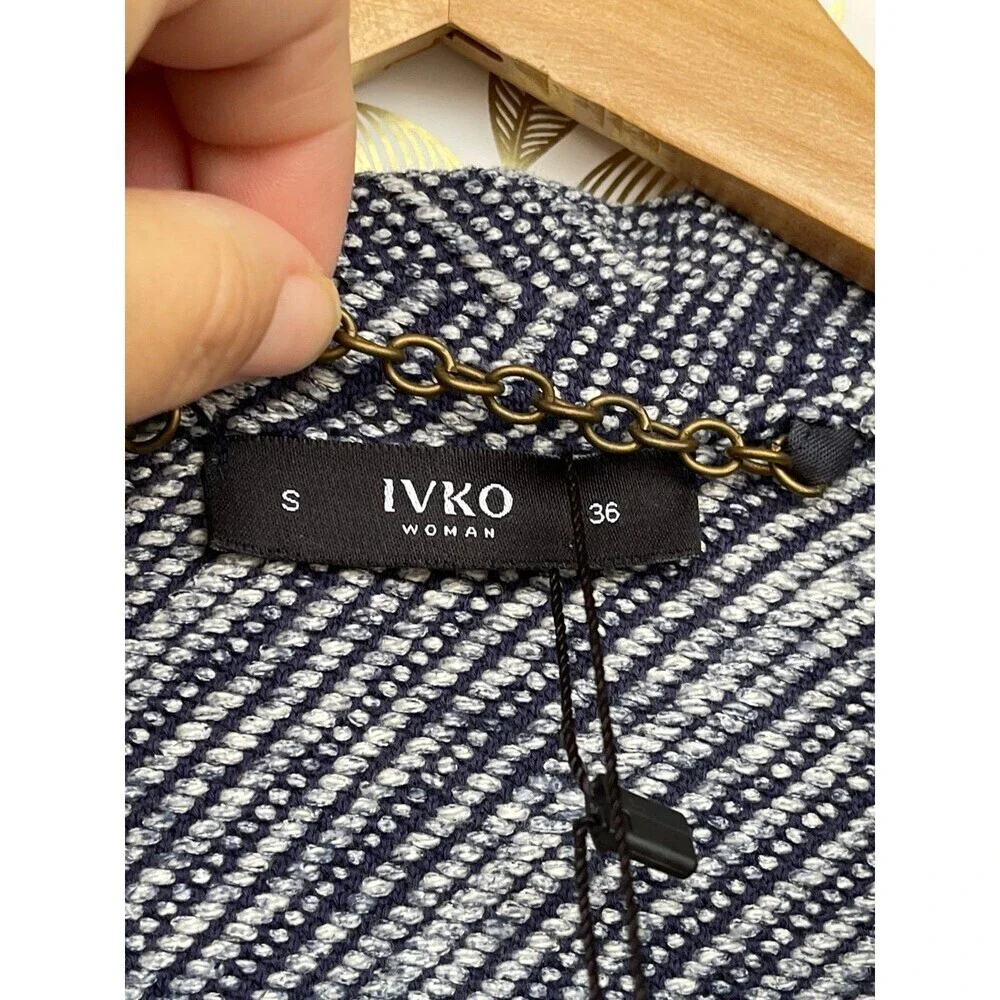 NWT IVKO Stone Blue Cotton Jacket 36 | Boutique Knitwear | READ - Minor Flaw
